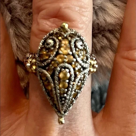 Rare, Barbara Bixby Sterling Silver, 18k Gold, Citrine Ring❤️